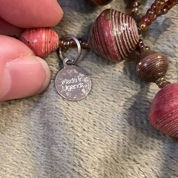 Bead for Life Made in Uganda Paper Roll Beaded Long Necklace. - Picture 3 of 7